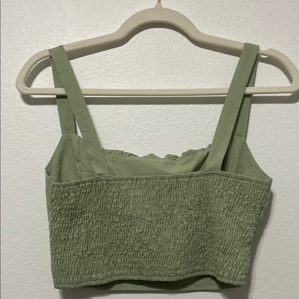 SHEIN Green Ruched Bustier Crop Tank Top Size Small - Picture 2 of 3